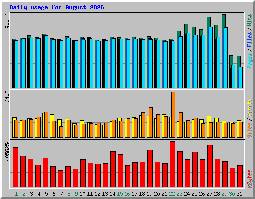 Daily usage for August 2026